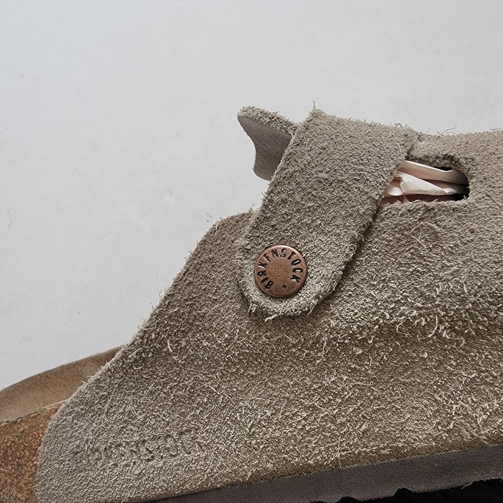 Birkenstock Boston Clogs Mens 45 12 12.5 Taupe Suede Slip On Neutral Minimalist - Picture 15 of 16